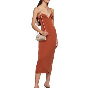 Jacquemus Orange Le Raphia Praia Bustier Neck Midi Dress